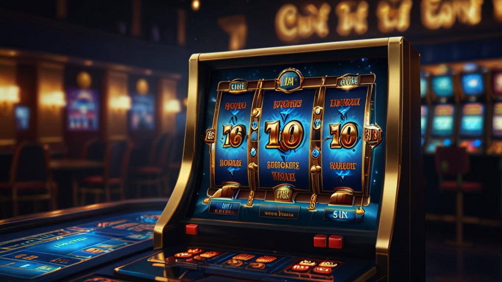 No deposit bonus badge with free spin icons in a casino setting